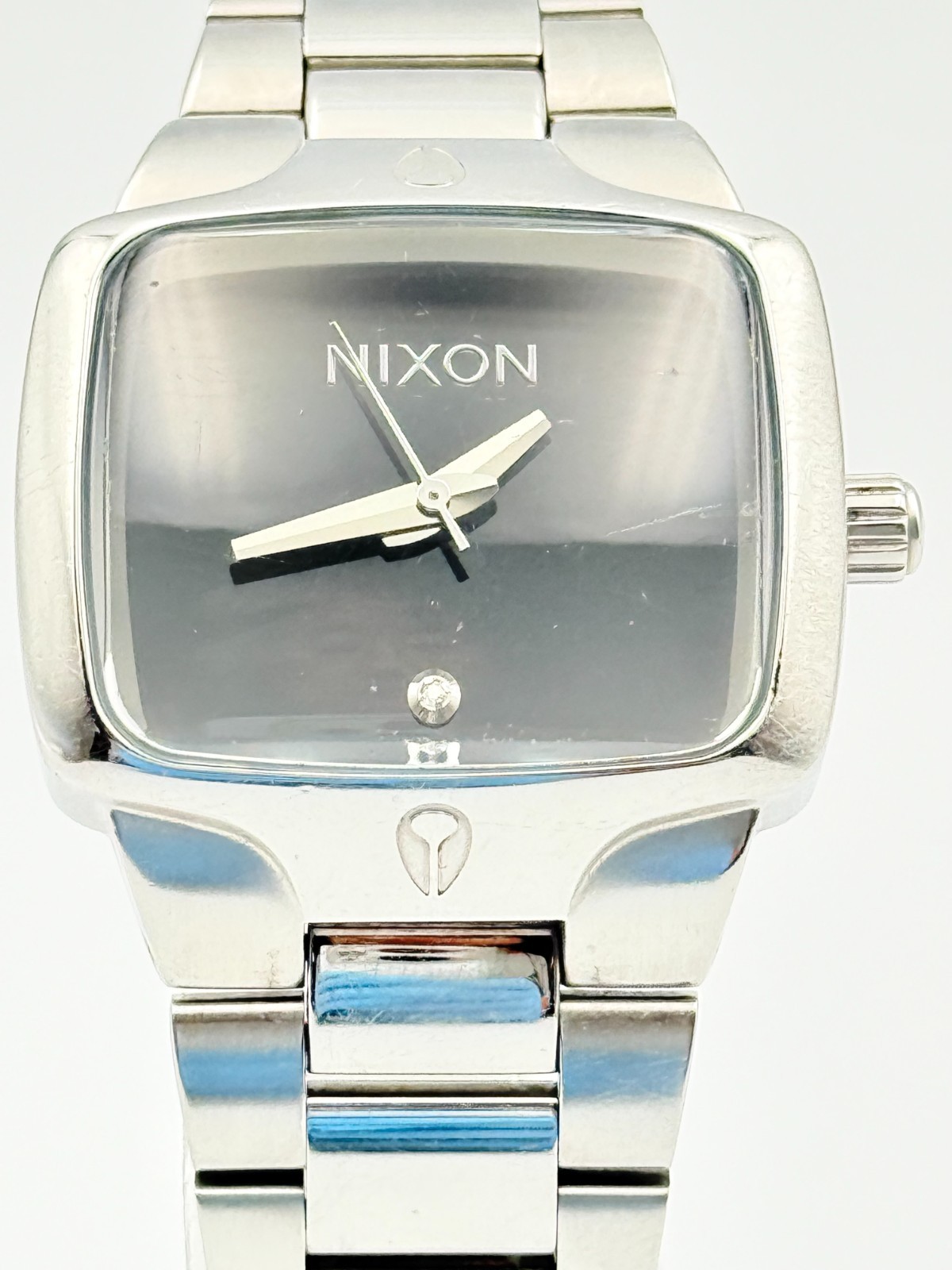 NIXON The SMALL PLAYER Qz Silver Black Dial Watch Wrist 16cm (6.3 in) – Rank C