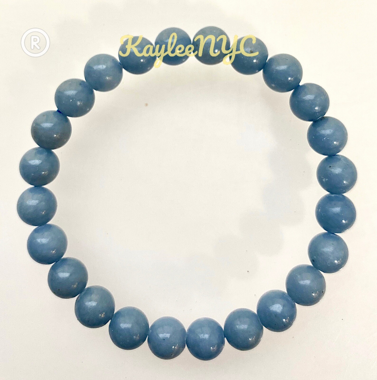 Wholesale 6 Pcs Natural Angelite 8mm 7.5” Crystal Healing Stretch Bracelet