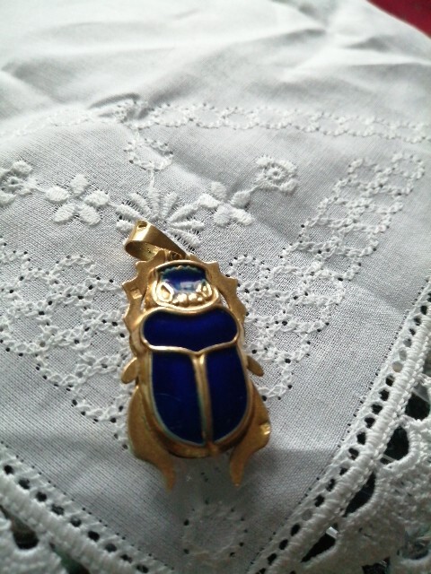 Egyptian Scarab Beetle Pendant Gold 750 18K Gold 5.6 Grams Charm No 585