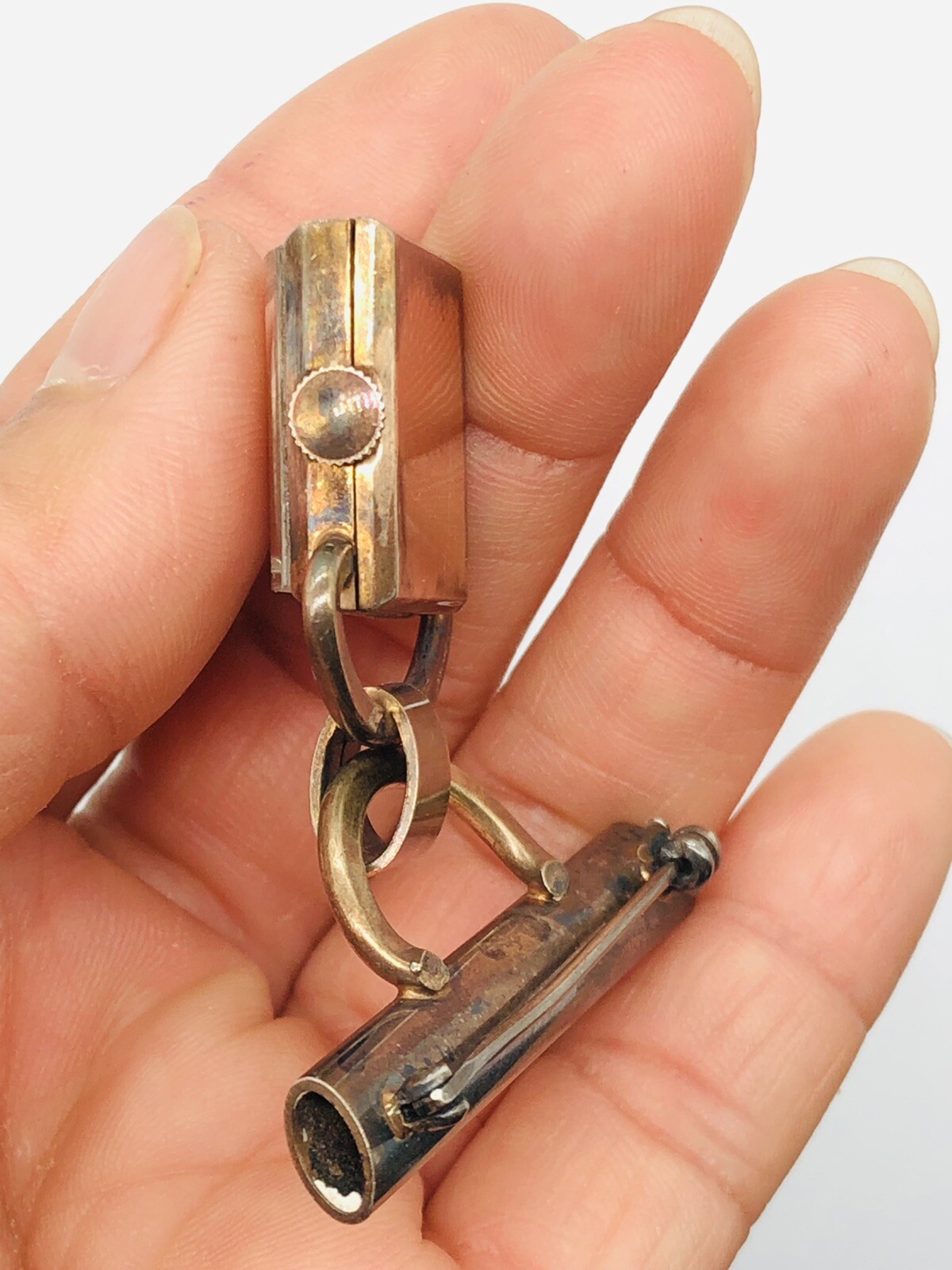 Vtg NASSAU 1OK Gold Plated Brooch Pin WATCH Wind Up 17 Jewels Swiss RUNNING