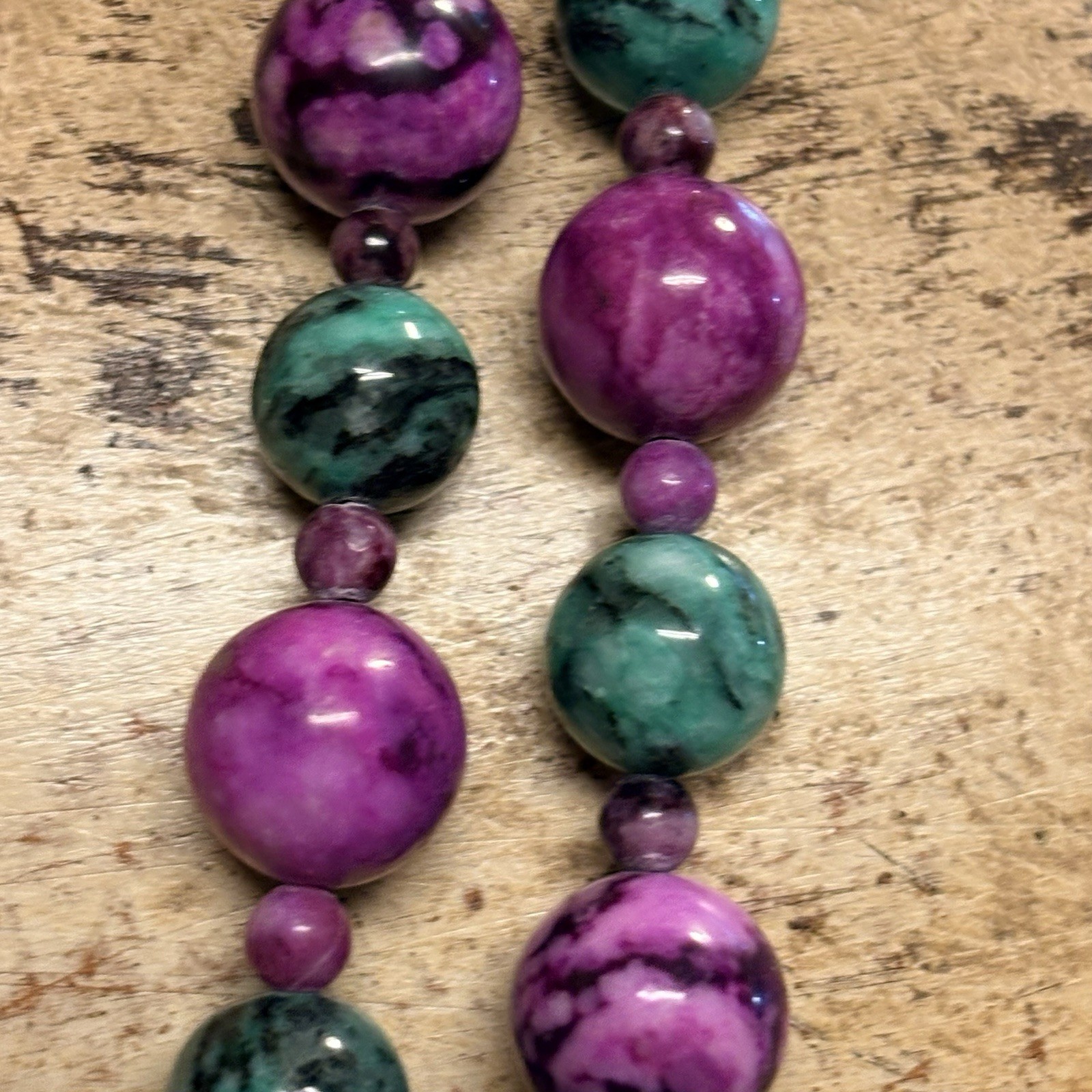 Mine Finds by Jay King Necklace 36 Inch Sterling, Plum & Green Epidote Beads DTR