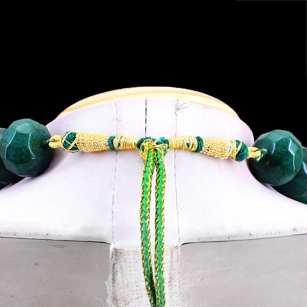 1460.00 Cts Earth Mined Emerald Round Shape Faceted Beads Necklace NK 5E34