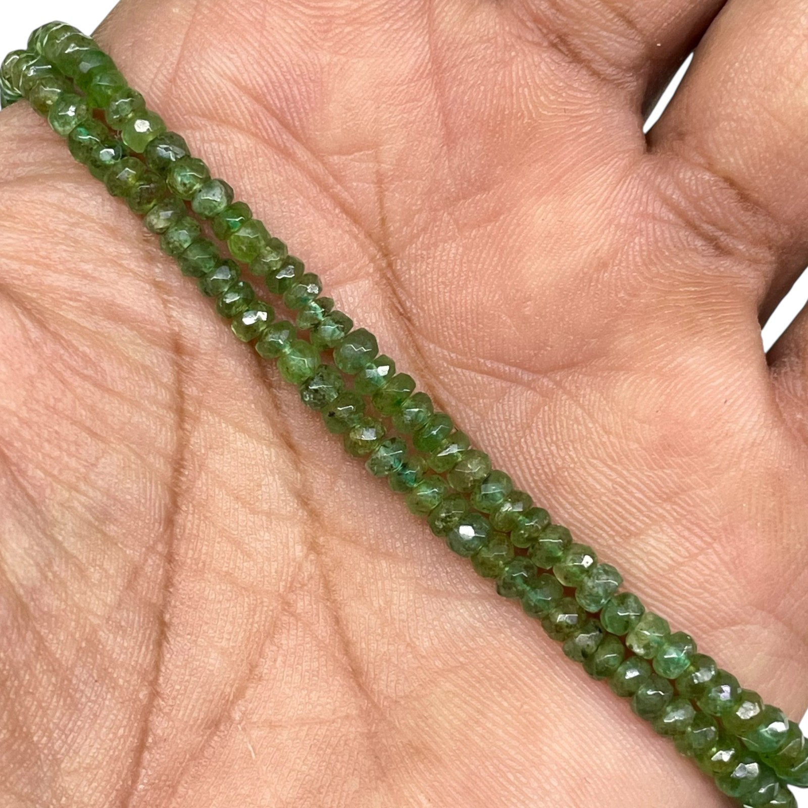 Natural Zambian Emerald Necklace Strand Untreated Faceted Beads 925 Clasp 18 In