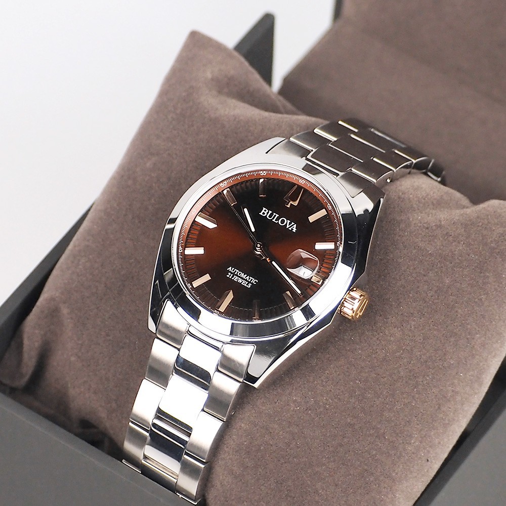 Bulova Surveyor 98B422 Burgundy Red Dial Stainless Steel Automatic Men’s Watch