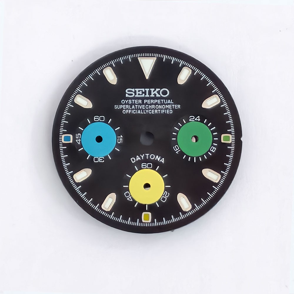 Watch Dial 29.5mm Green Luminous for Seiko VK63 Quartz Movement Colorful Dials