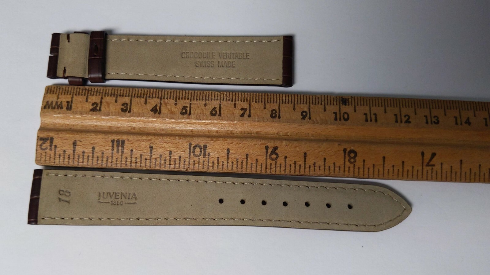 Juvenia band crocodile original/authentic brown 18mm at the watch, 16mm at the c