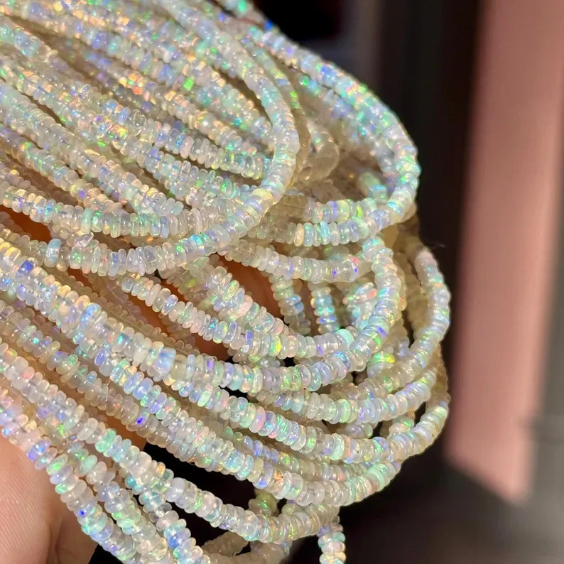 Ethiopian Opal Rondelles, 3mm to 4mm, Opal Beads, Opal Rondelles,