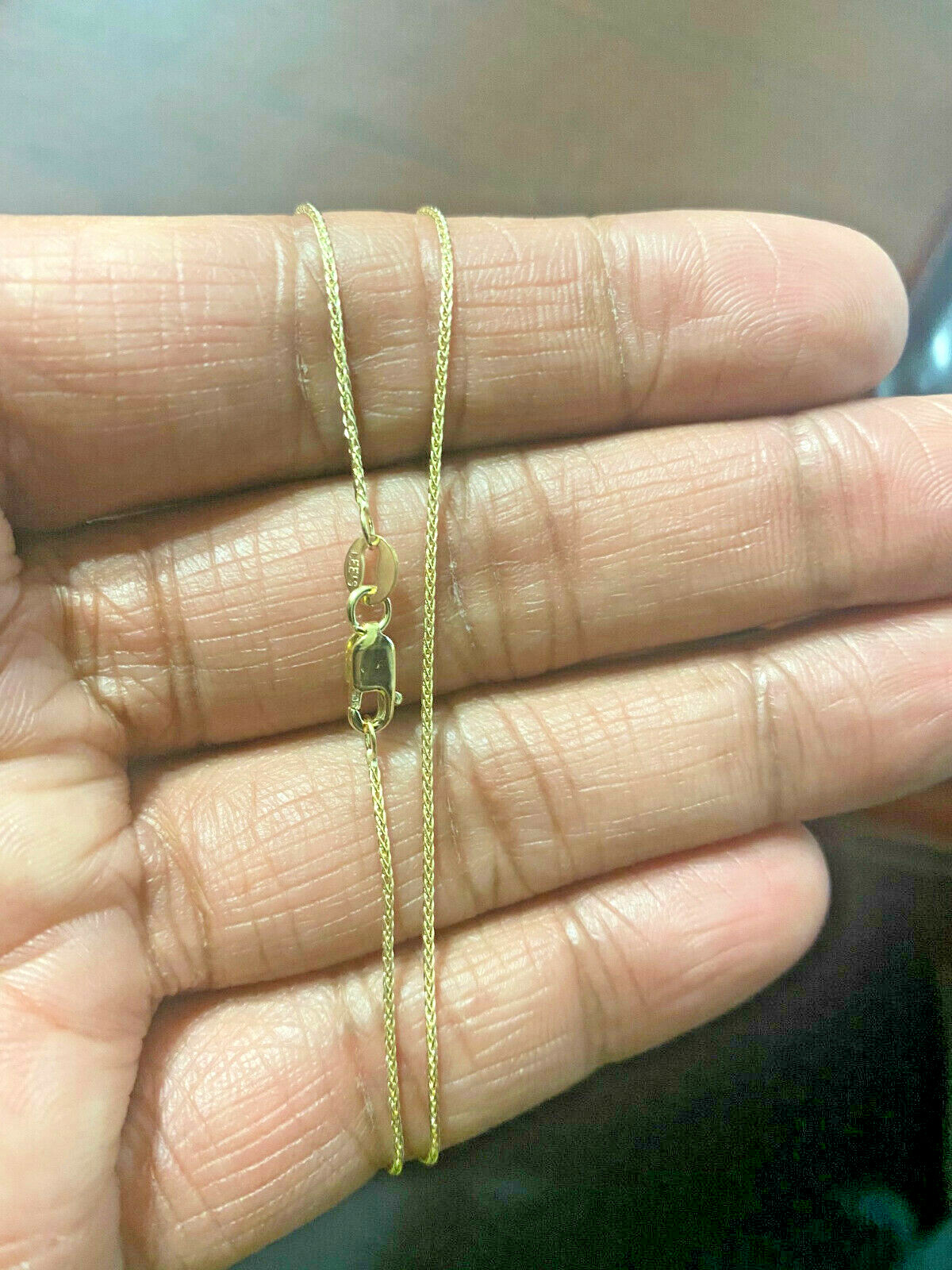 14KT Solid Yellow Italian Gold Wheat Chain Necklace 0.9mm 16″, 18″, 20″, 22″