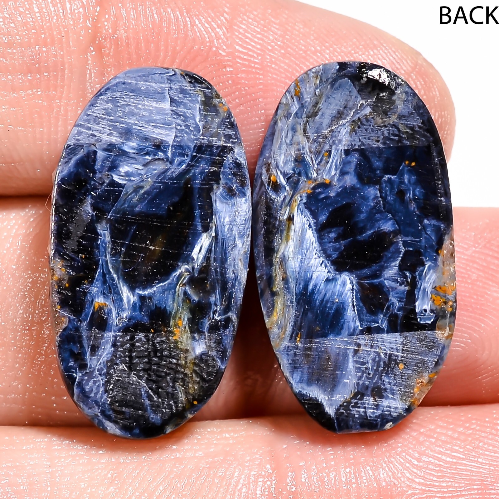 Cabochon Oval 26.05CT 100%Natural Gray Pietersite Match Pair 13x24x4mm Gemstone
