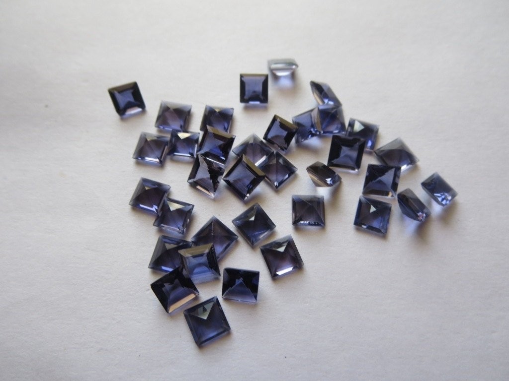 Natural Iolite Square Faceted Cut 5mm To 6mm Loose Gemstone