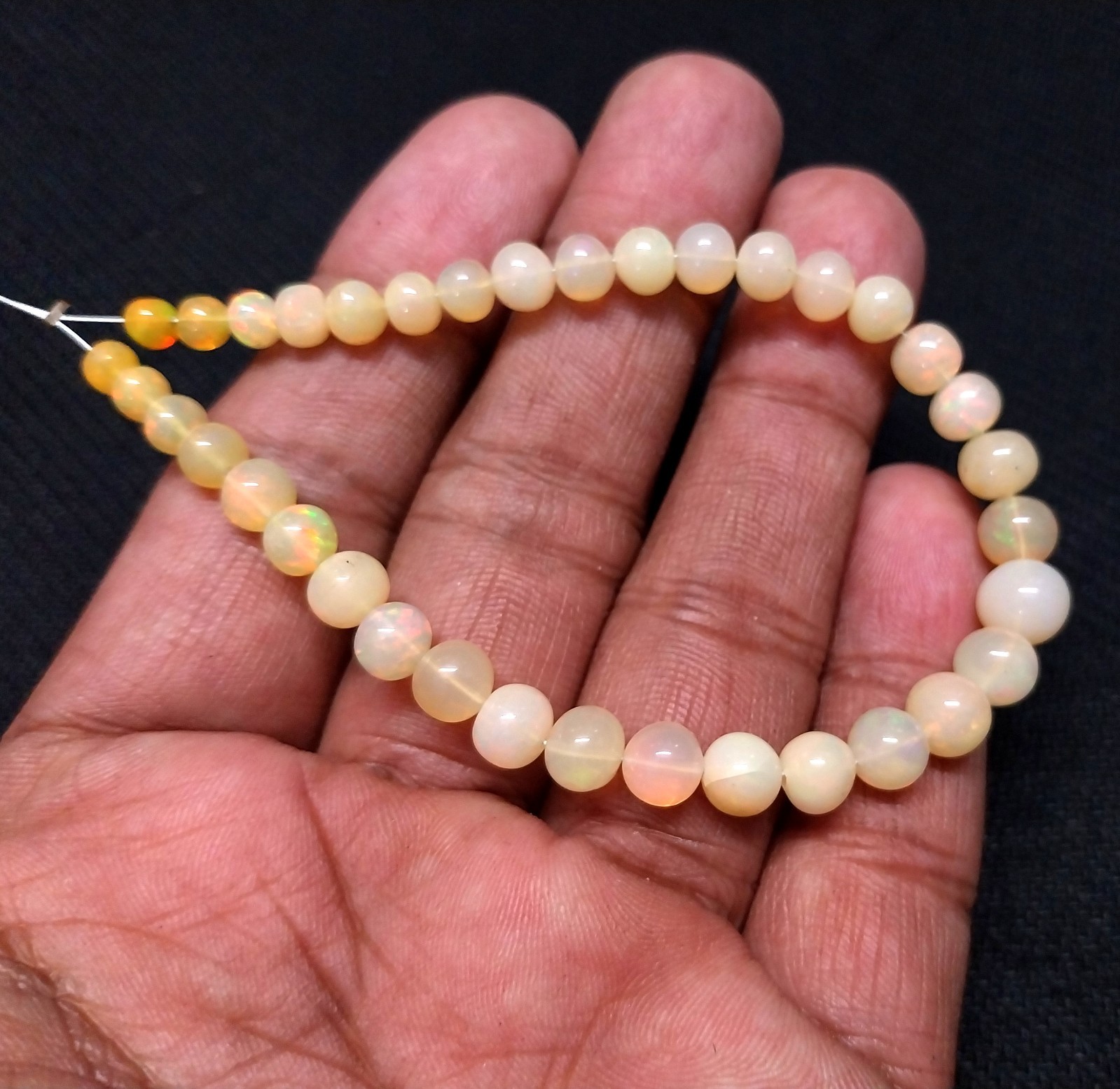 33 Carat 4.5 to 8 MM Natural Smooth Ethiopian Opal Ball Shape 8 inch Beads