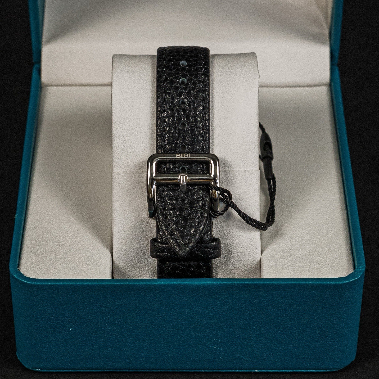 BIBI Luxury Watch Tiffany Blue Face H Rhinestone Genuine Leather Band Women NIB