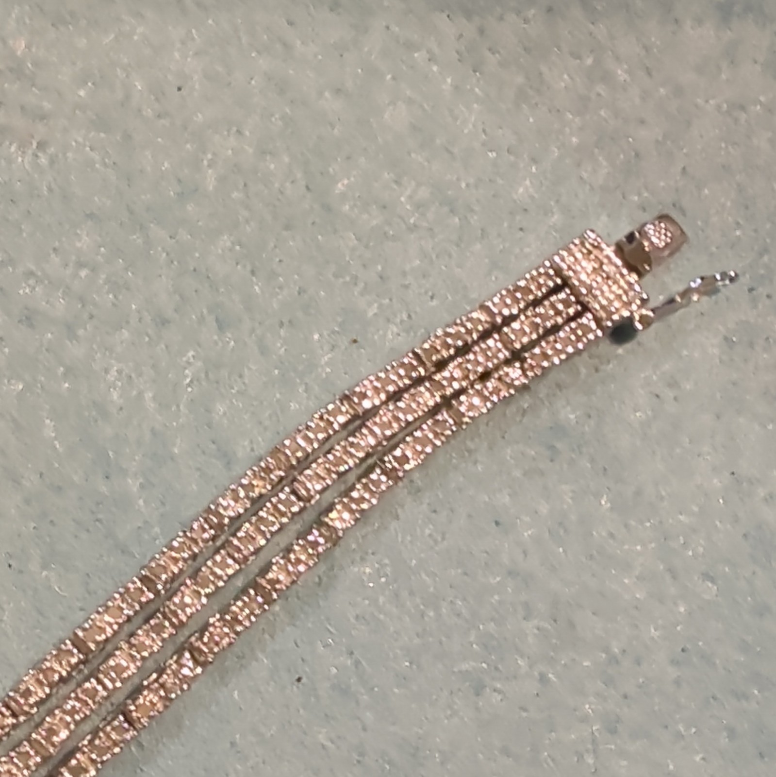 Silver Tone Multi-Row Crystal Tennis Chain Bracelet Box Clasp White/Colorless