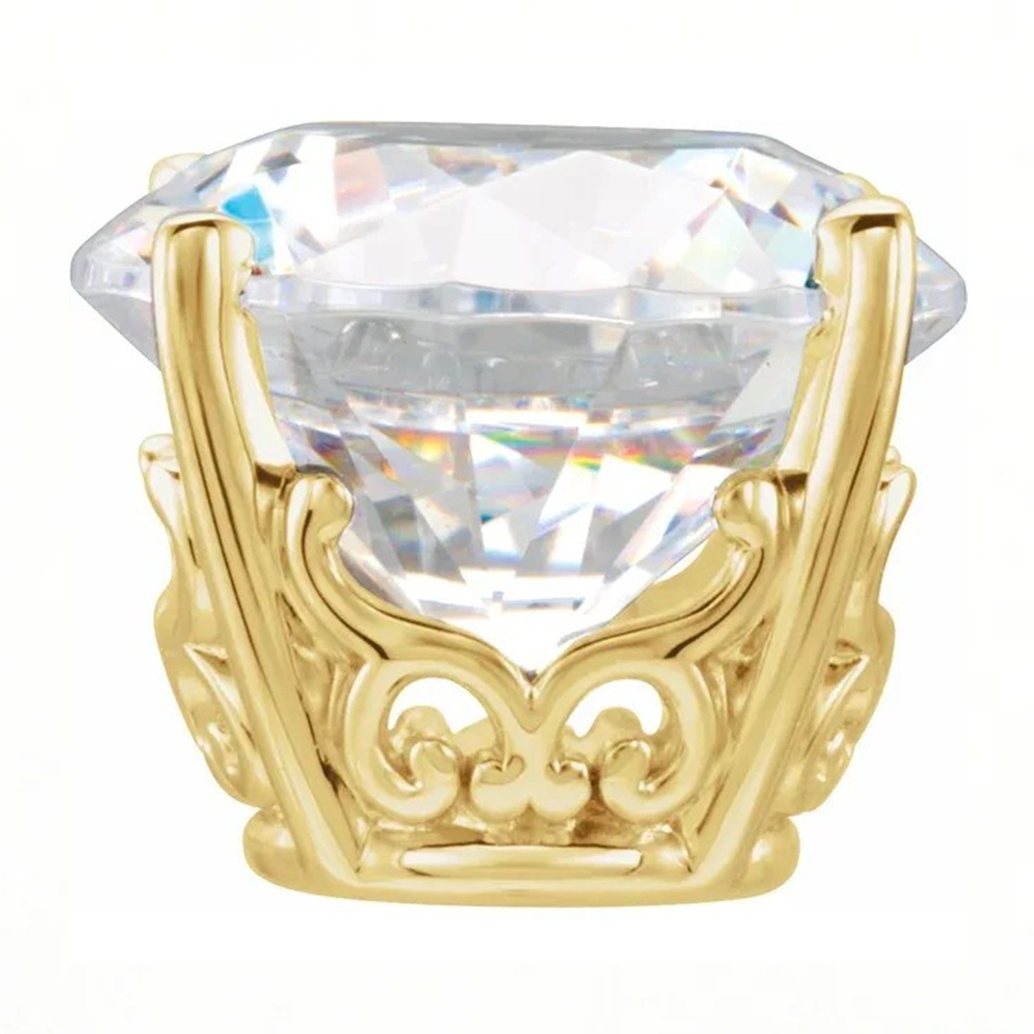 14K Solid Yellow Gold Round Cut Setting Vintage Style 4 Prong Designed Mounting