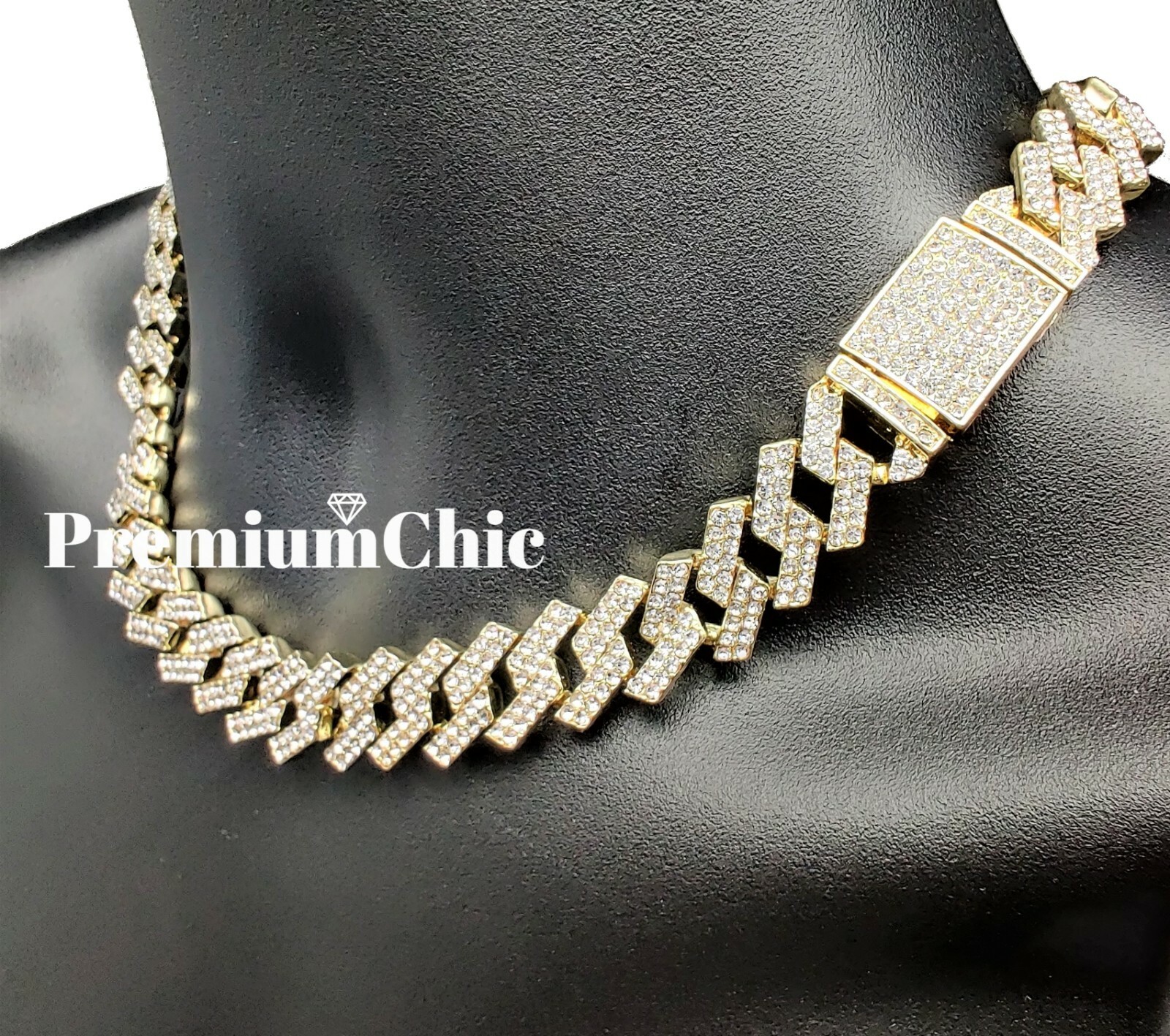 Miami Cuban Designer Prong Link Chain Necklace or Bracelet Men Plated CZ Jewelry