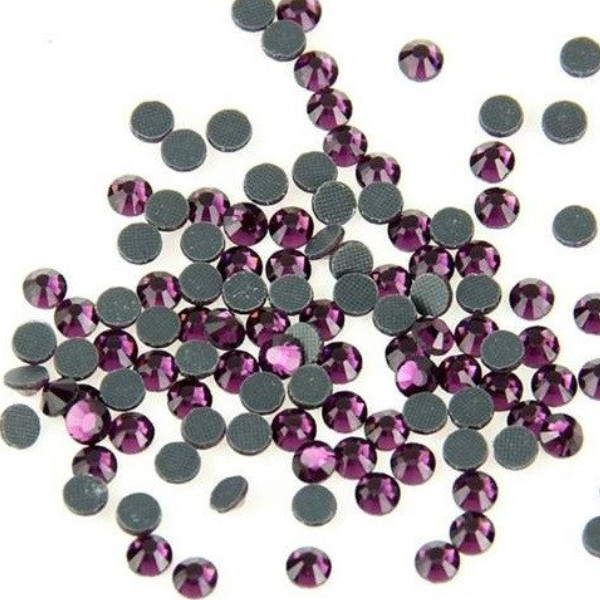 Hot-Fix Rhinestone 1440pcs Flatback Iron-On Beads Charming Amethyst ss10 3mm