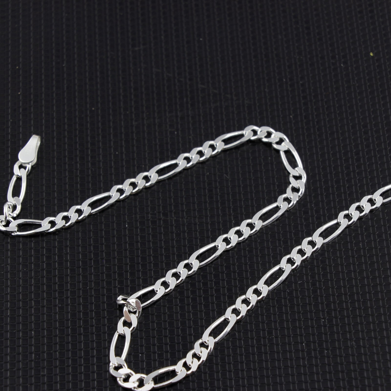 Fashion Women / Girl 925 Sterling Silver Flat Figaro Chain Anklet Bracelet 9-10″