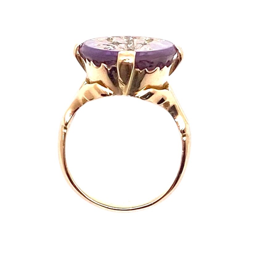 Antique 14k Gold Amethyst and Rose Cut Diamond Ring 10.3 Grams Size 8