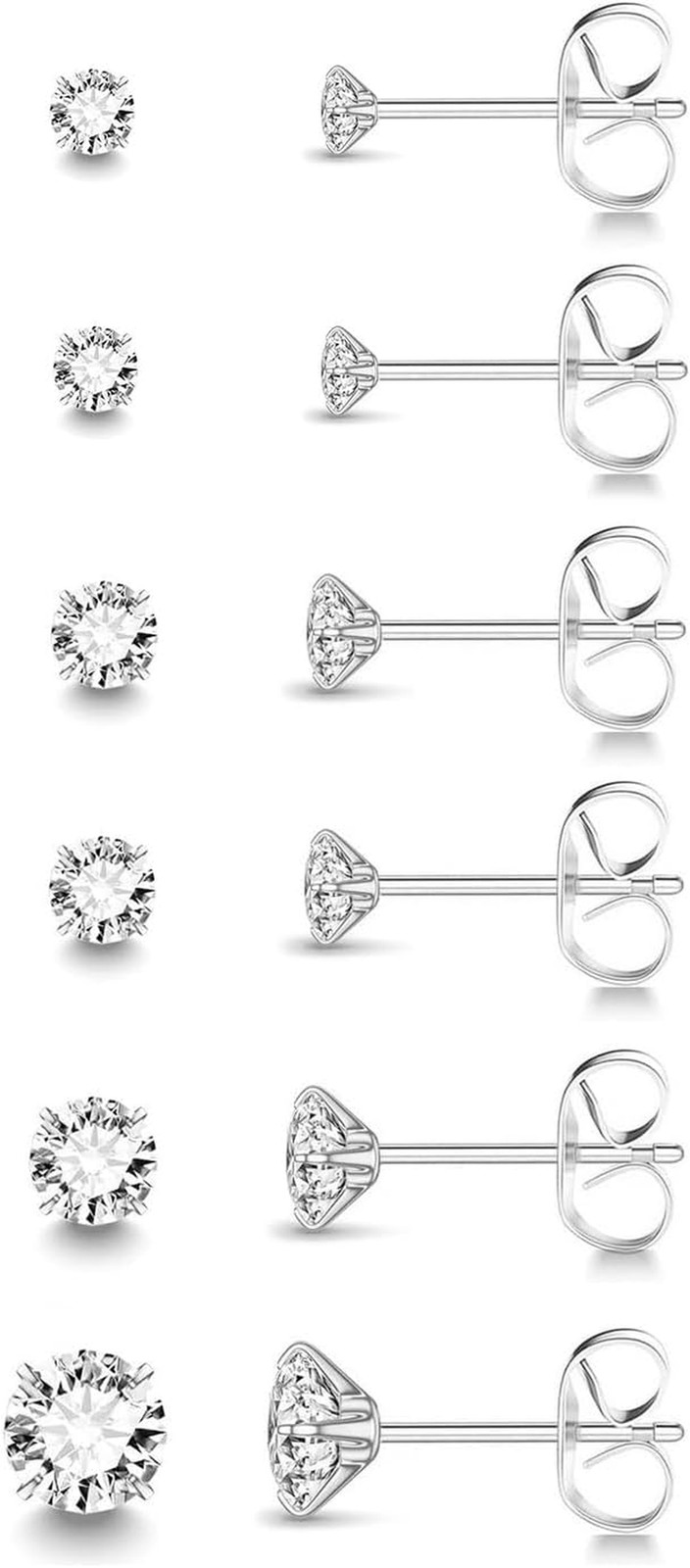 3-5 Pairs Square Earrings Set for Men Women, 14K Gold Filled Princess Cut Clear