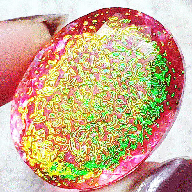 Loose Gemstone 85+ Ct Natural Monarch Fire Opal Doublet Certified