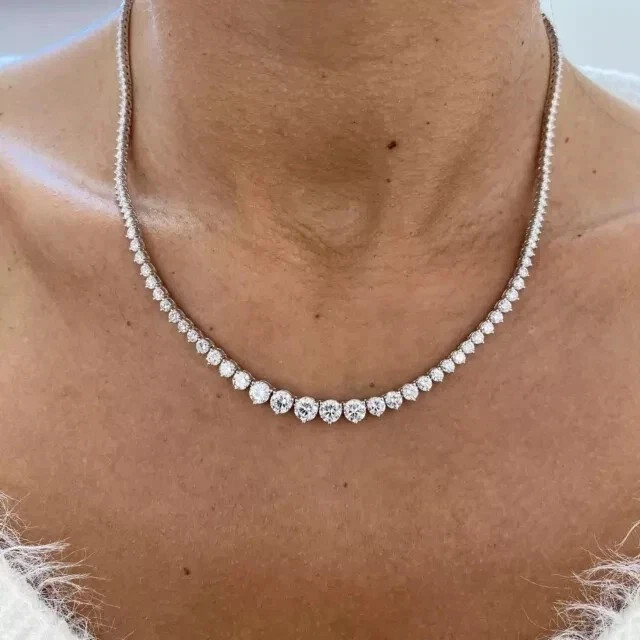 20Ct Round Cut Lab-Created Diamond Women’s Tennis Necklace 14K White Gold Plated