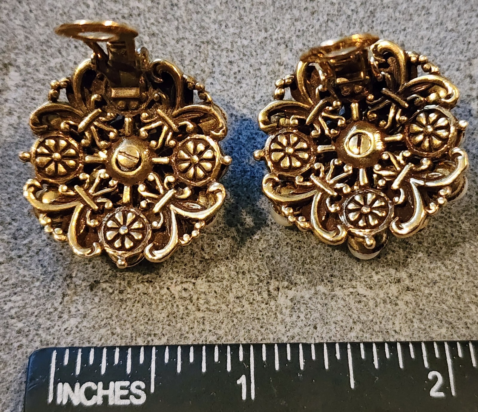 RARE Vintage Earrings w/ Amethyst?, Faux Pearls & Stones by R. De Rosa