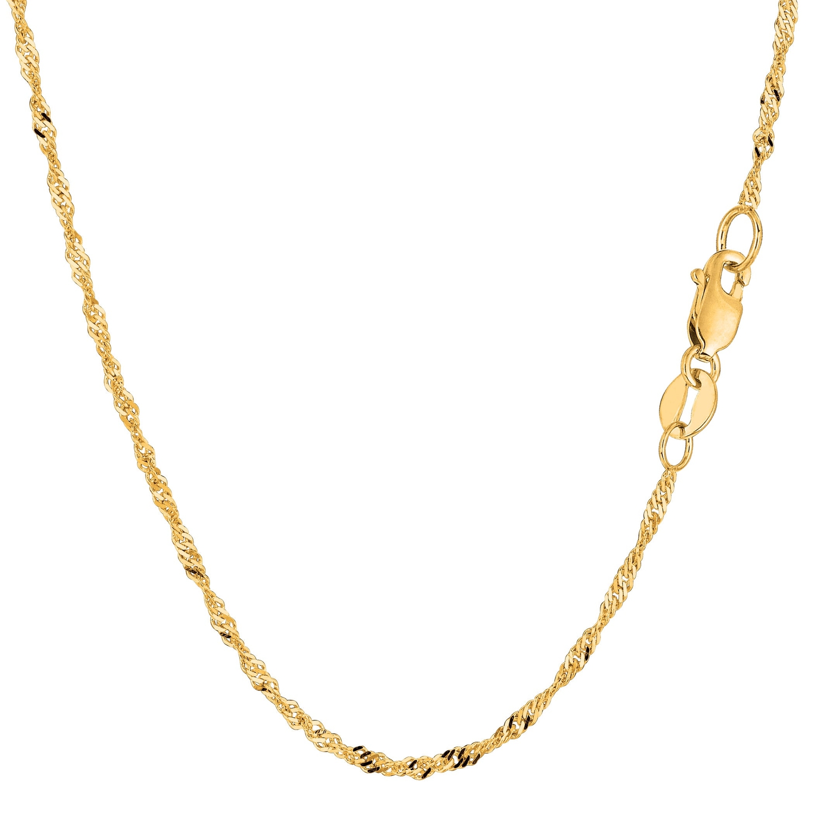 10k Yellow Real Gold Singapore Chain Necklace, 1.7mm, 18″