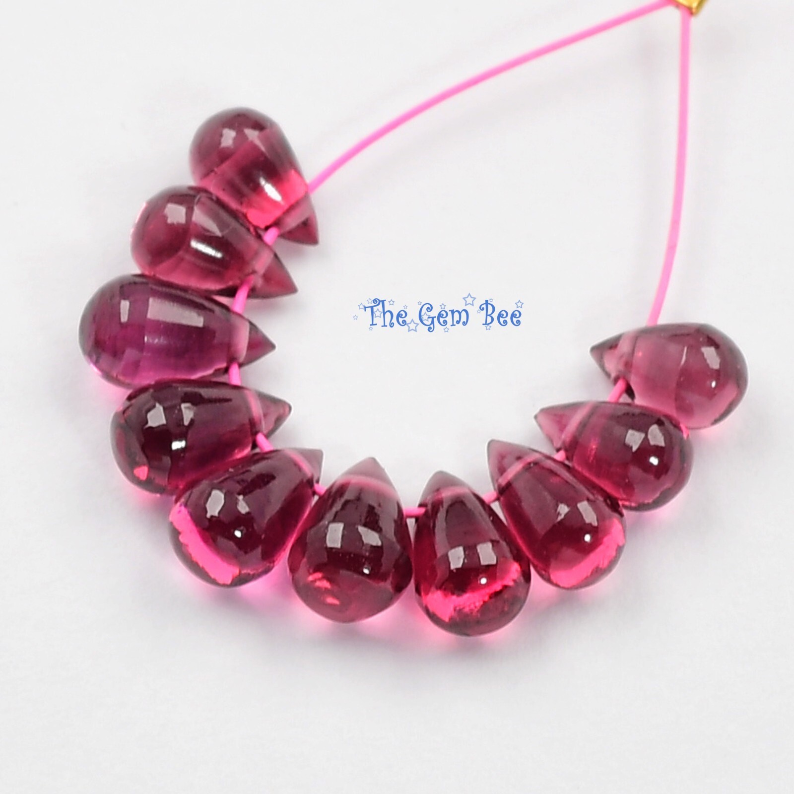 Gem Rhodolite Garnet Smooth Full Teardrop Briolette Beads (10)