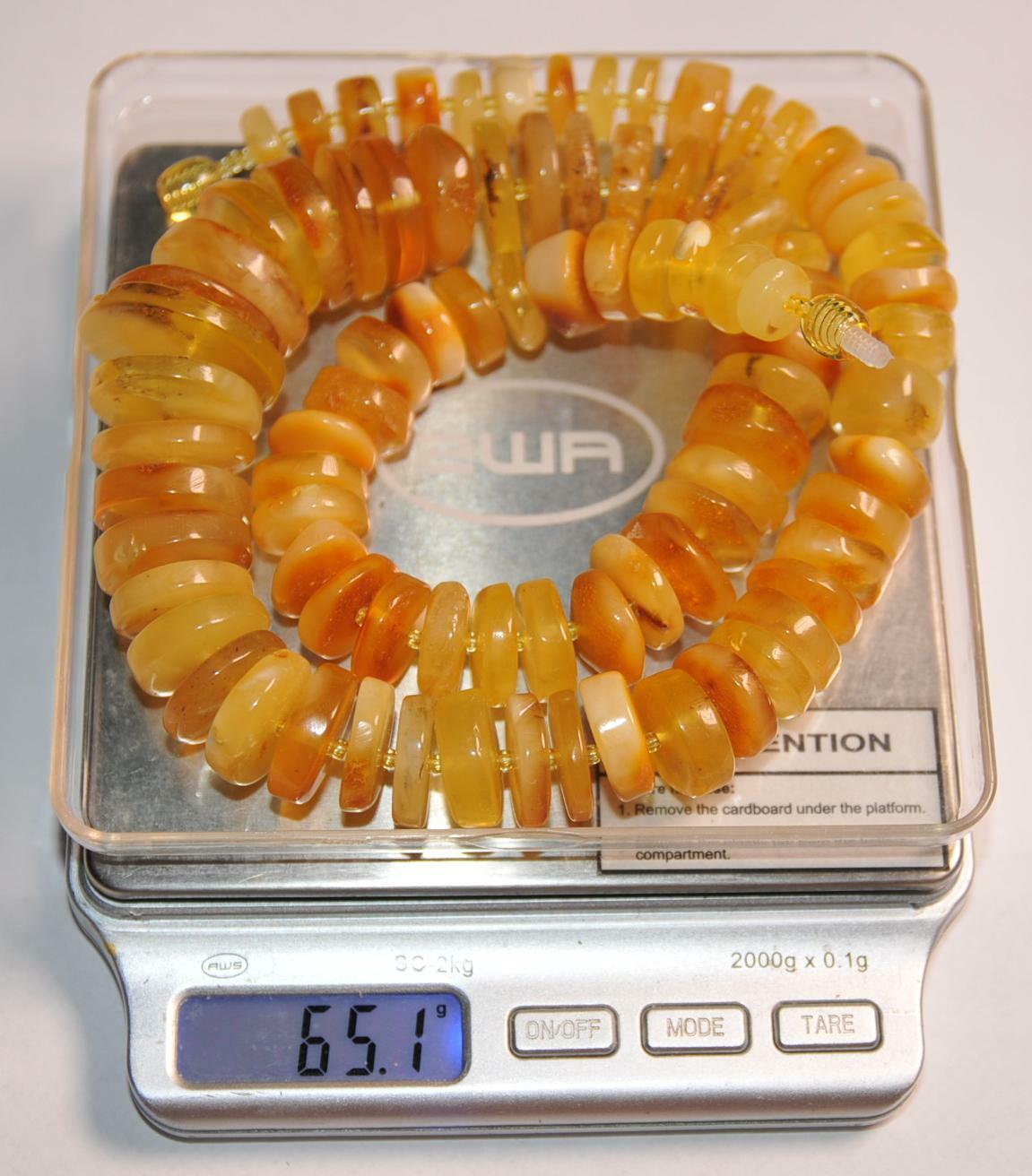 ✅51 cm =65gr RUSSIAN SOVIET BALTIC AMBER BEAD NECKLACE 琥珀 BRACELET STONE PENDANT