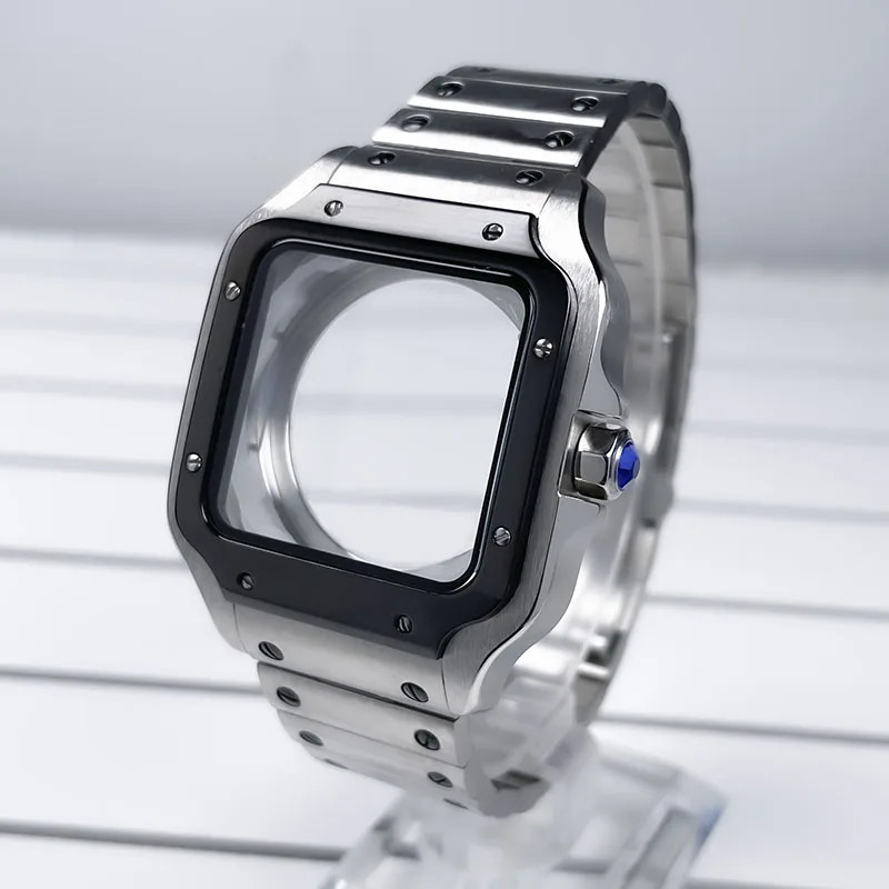 38mm NH35 Square Case Black Gold Stainless Parts Santo Case NH35 NH36 Movement