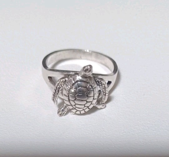 Sterling Silver Thailand Turtle W/Moving Parts Ring SZ 6.75 2gm