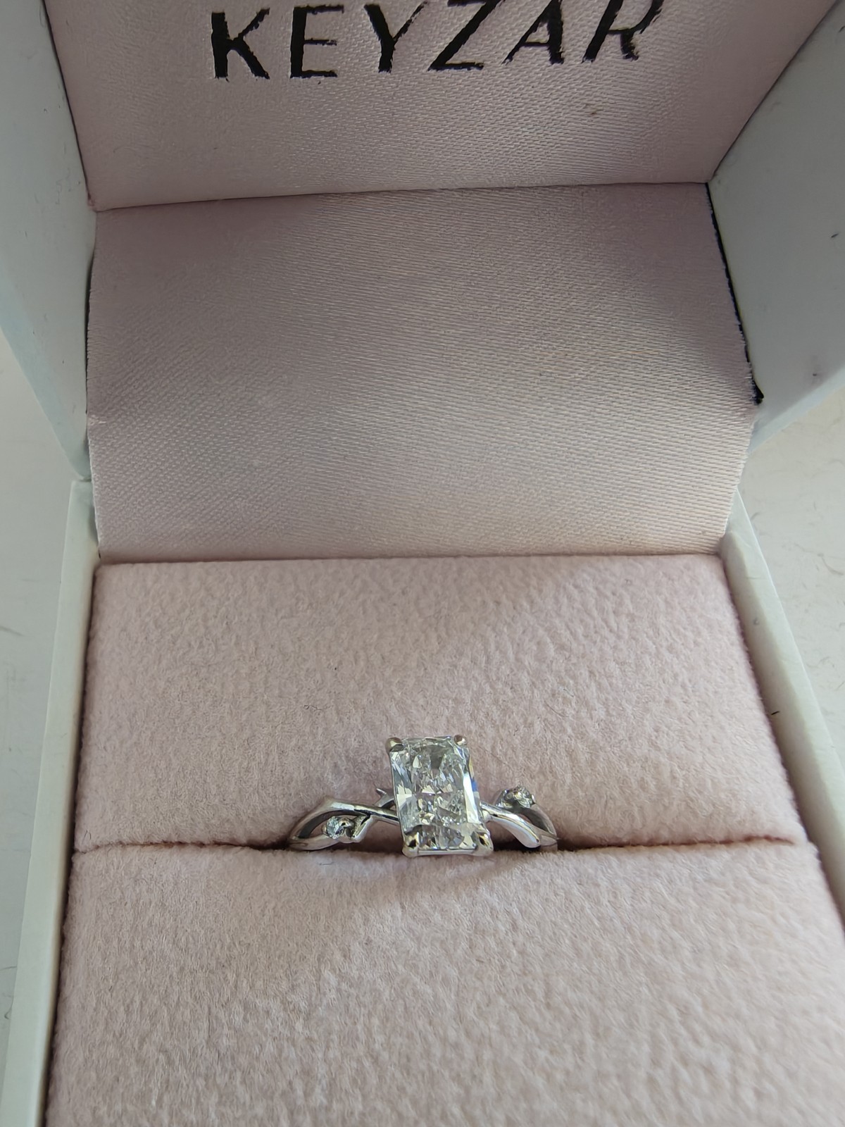 1.06 Carat Diamond Engagement Ring White Gold Band Radiant Cut F VS2 Lab Grown