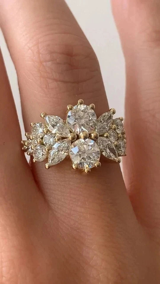 2Ct Round Lab-Created Diamond Stunning Women Wedding Ring 14K Yellow Gold Plated