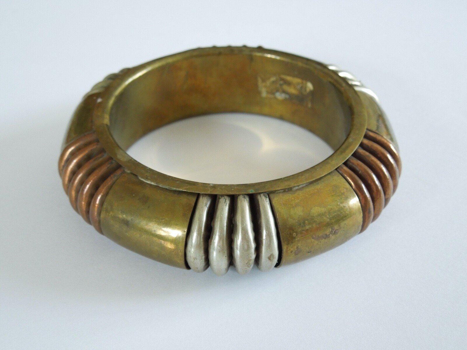 Old Tricolor Vintage Bracelet 53.4 G/Ø 6.6 Cm/B:2.4 Cm