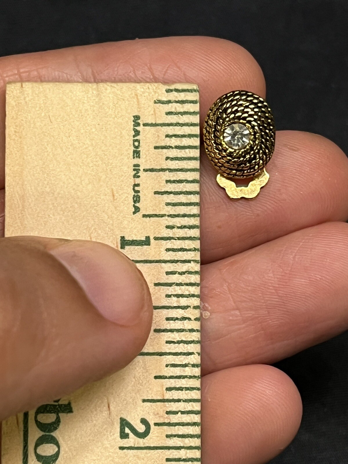 VINTAGE GOLD TONE CLIP ON STUD EARRINGS .50”