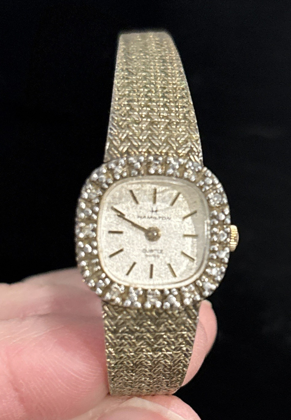 Gold Tone Hamilton Ladies Watch 10K RGP Bezel Untested Parts Vintage # 8862