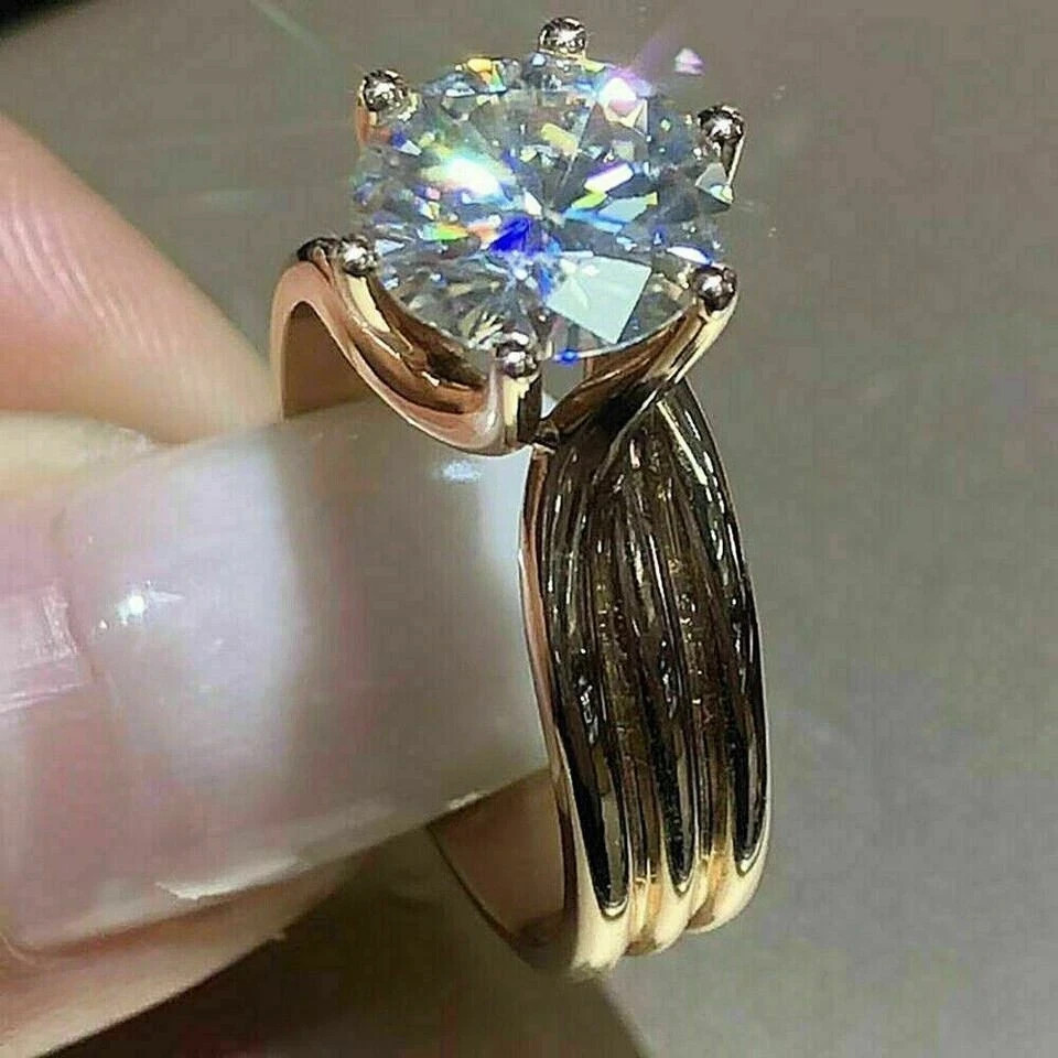 3ct Round Cut Lab Created Diamond Engagement Ring 14k Yellow Gold Finish