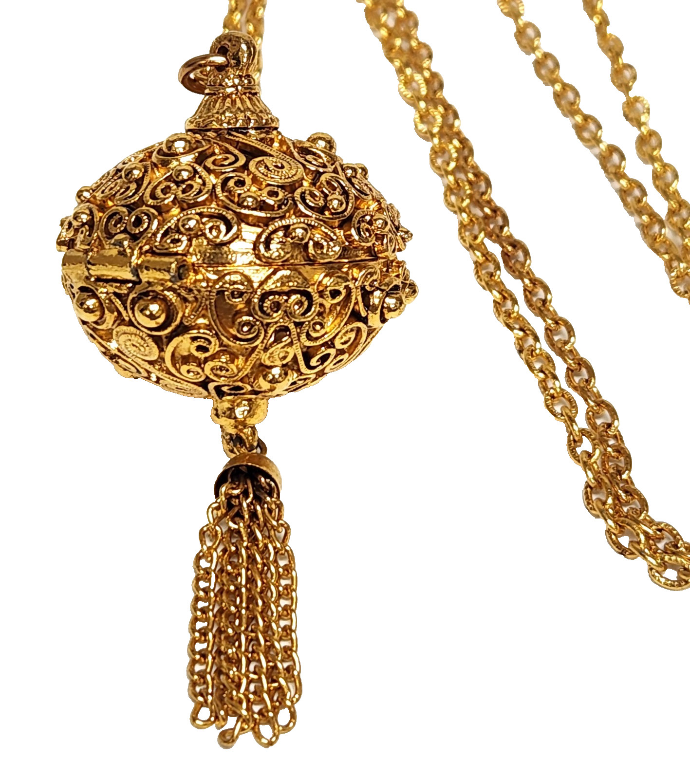 NWT FLORENZA Locket Bal-de-Parfum Perfume Tassel Pendant Necklace 25.5″ Chain