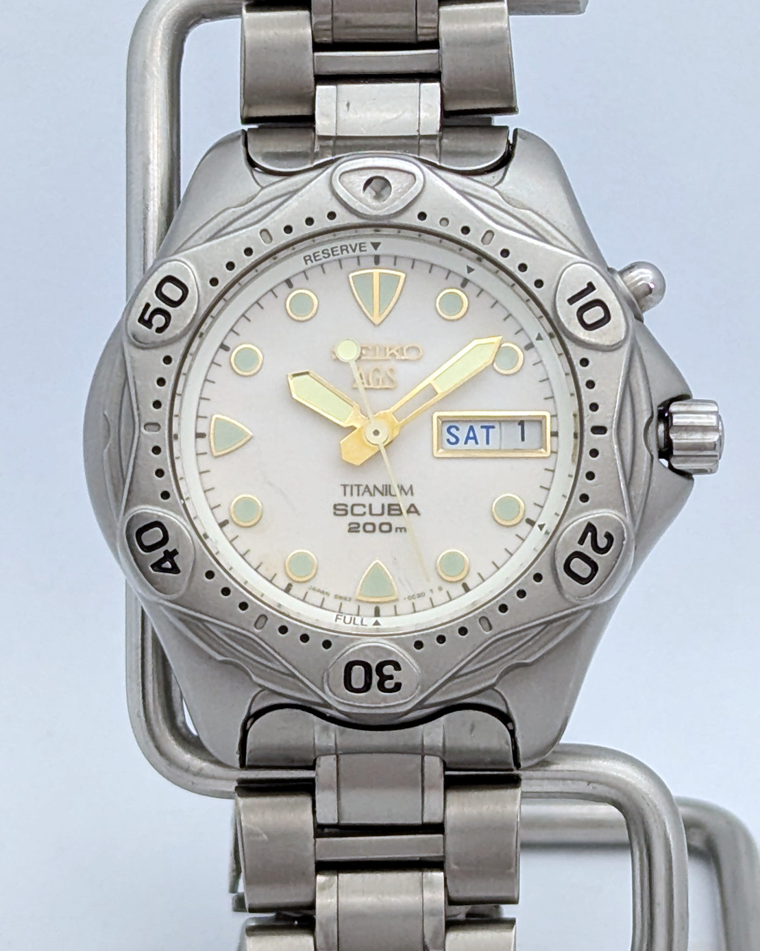 Seiko AGS Kinetic SBBW041 JDM Full Lume Titanium Scuba 200M 5M43-0B40 | Full Set