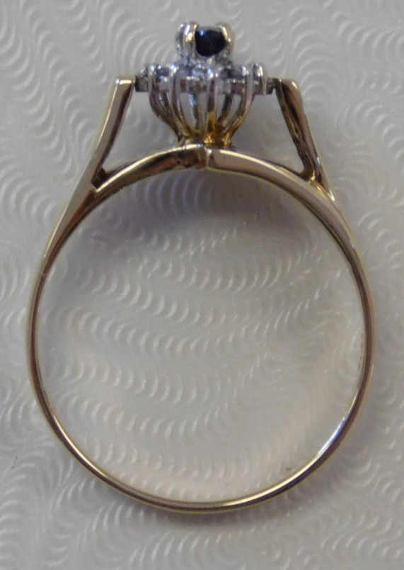 NEW Ladies 10K Yellow Gold Genuine Sapphire & Diamond Ring Sz 6 1/2, 3 grams