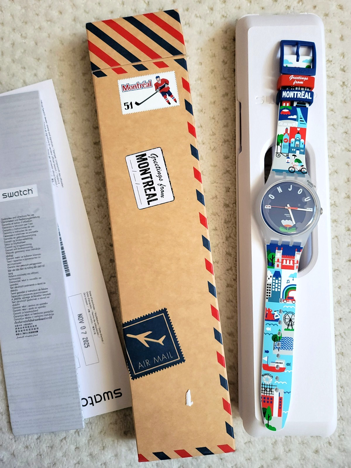 NIB RARE Swatch L’ESPRIT Destination Watch MONTREAL Exclusive SO29Z100