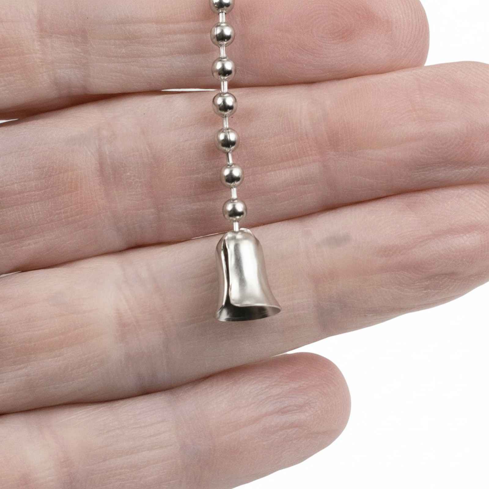 20 Silver Bell Pendants, Nickel Plated Brass, #6 Ball Chain Pull
