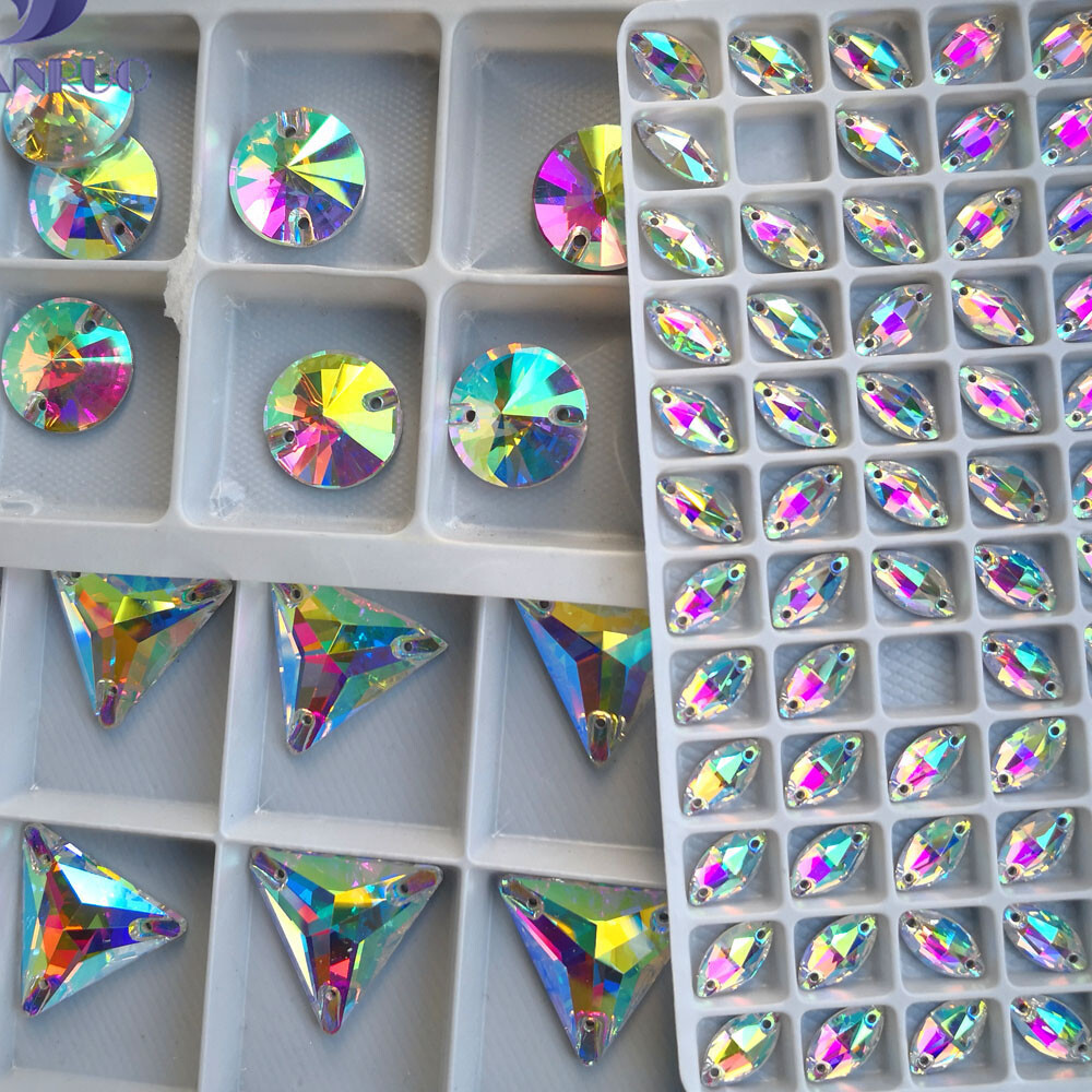 All Shapes AB YANRUO Flatback Sew on Rhinestones Crystal Strass for Garment