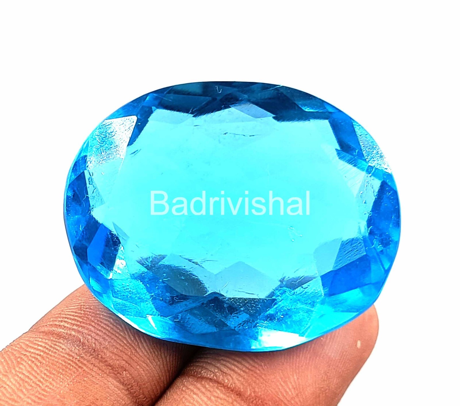 Sky-Blue London Topaz 112 Ct Oval Cut Lab-Created Certified Loose Gemstone 4JUE