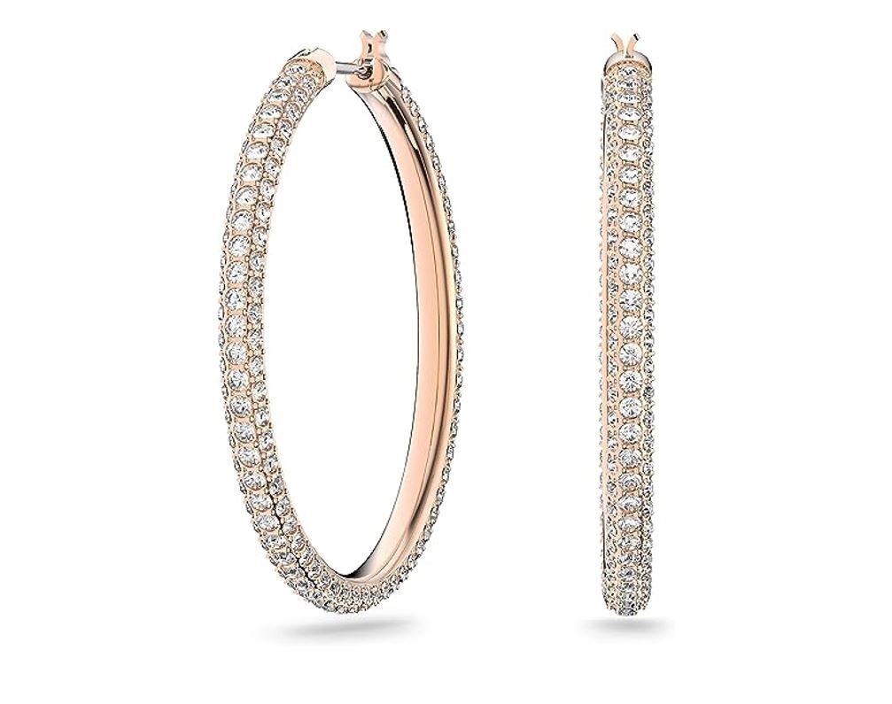 Swarovski Stone Hoop Pink Rose Gold Plated Earrings 5383938