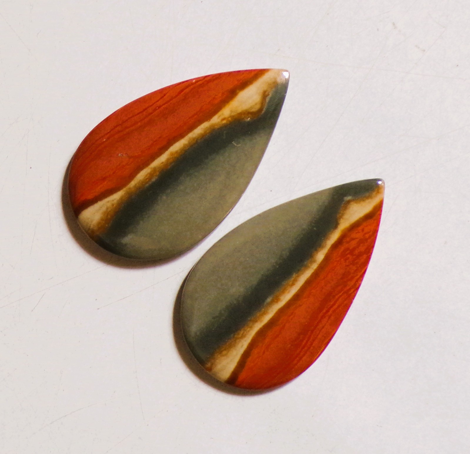 41.25 Cts Natural Polychrome Jasper Cabochon Match Pair Gemstone 35X21MM 24
