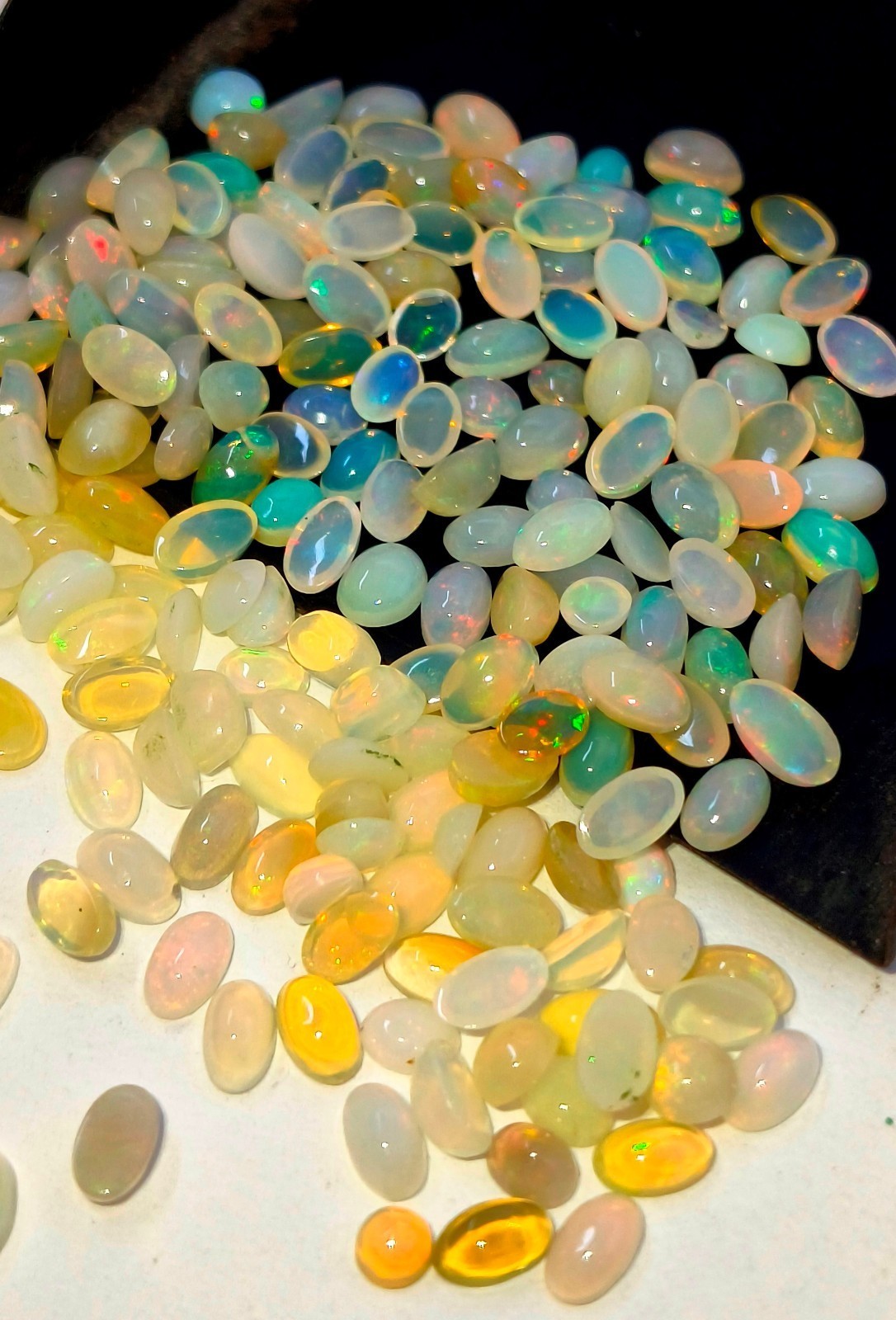 Natural Ethiopian Opal Multi Fire AAA+ Oval Cabochon Loose Gemstone Lot 5X3 MM