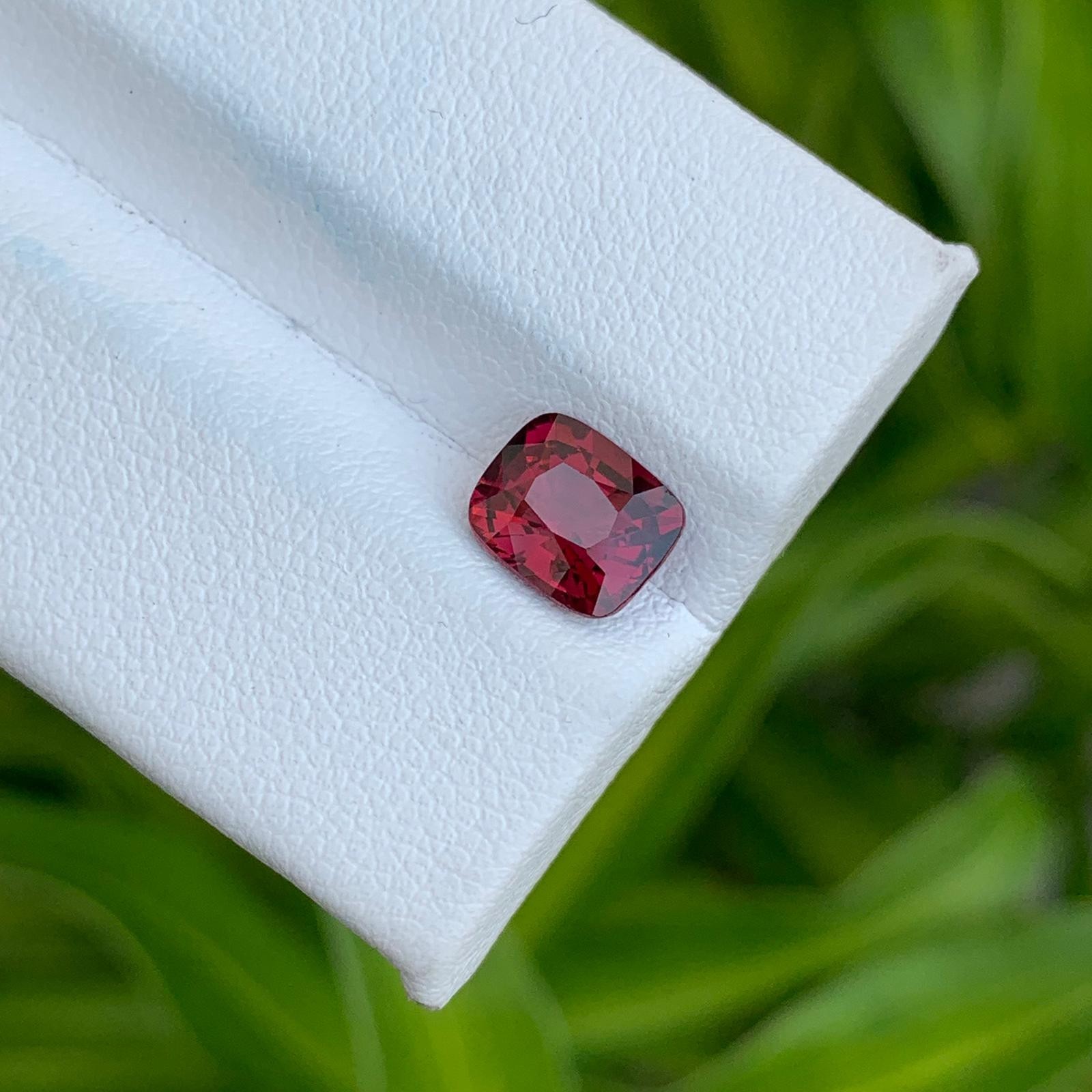Natural Red Garnet 1.75 Cts Cushion Cut SI Clarity Loose Gemstone Tanzania