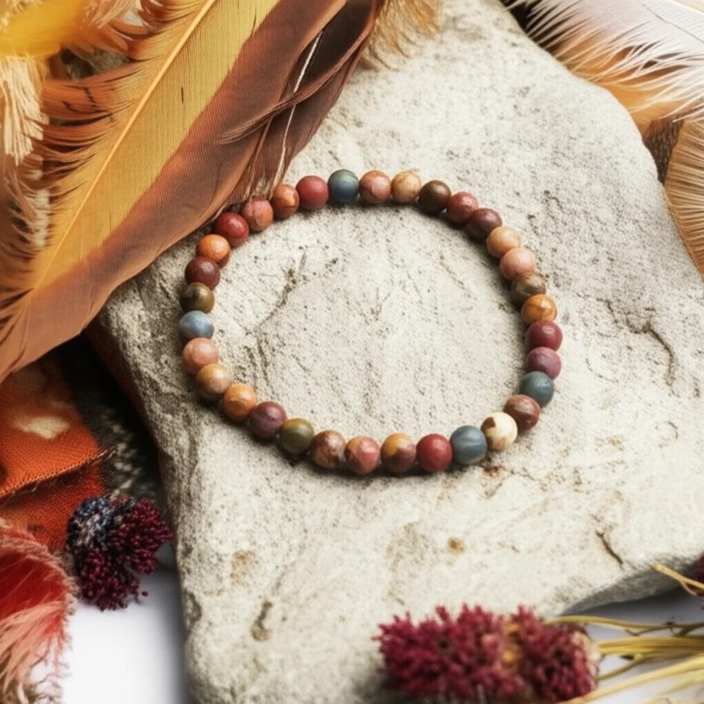 Natural Red Creek Jasper 4mm Stone Bracelet Healing Crystal Stretch Bracelet