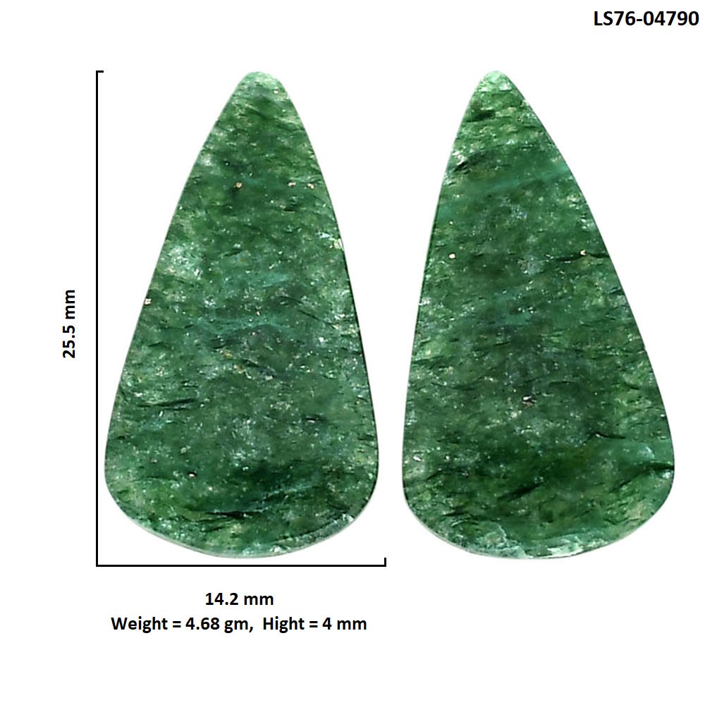 Natural Green Aventurine Pair 14.2×25.5×4 mm Pear Polished Gemstone LS76-04790
